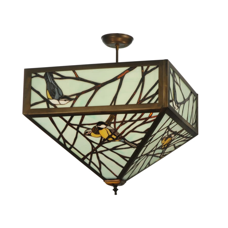 Meyda Tiffany 21" Square Backyard Friends Semi-Flushmount Ceiling Fixture