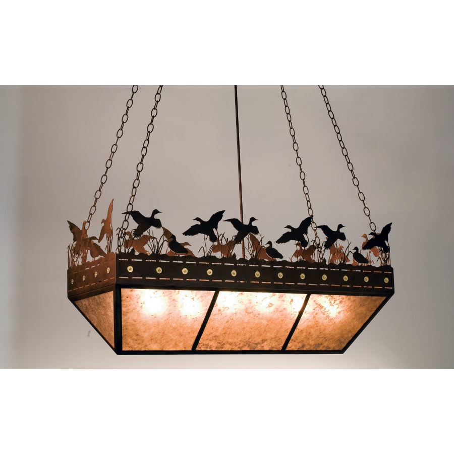 Meyda Tiffany Ducks in Flight 6 Light 48" Wide Linear Chandelier with Silver Mica Shade