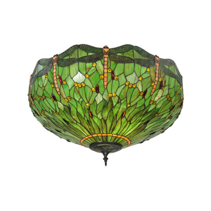 Meyda Tiffany Tiffany Hanginghead Dragonfly 5 Light 38" Wide Semi-Flush Bowl Ceiling Fixture