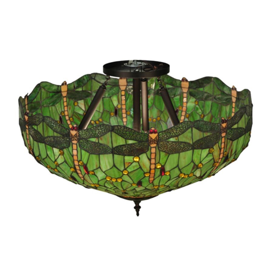 Meyda Tiffany Tiffany Hanginghead Dragonfly 5 Light 38" Wide Semi-Flush Bowl Ceiling Fixture