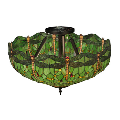 Meyda Tiffany Tiffany Hanginghead Dragonfly 5 Light 38" Wide Semi-Flush Bowl Ceiling Fixture