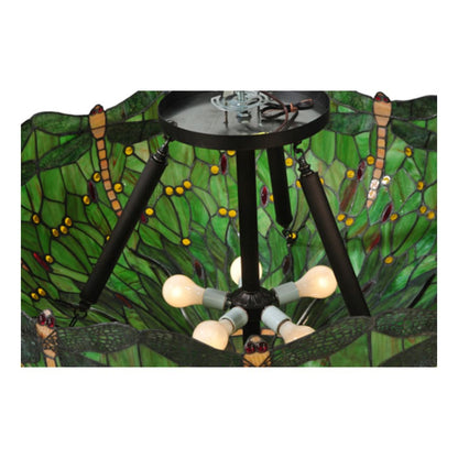 Meyda Tiffany Tiffany Hanginghead Dragonfly 5 Light 38" Wide Semi-Flush Bowl Ceiling Fixture