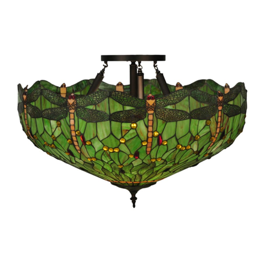 Meyda Tiffany Tiffany Hanginghead Dragonfly 5 Light 38" Wide Semi-Flush Bowl Ceiling Fixture