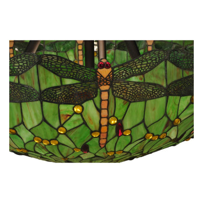 Meyda Tiffany Tiffany Hanginghead Dragonfly 5 Light 38" Wide Semi-Flush Bowl Ceiling Fixture
