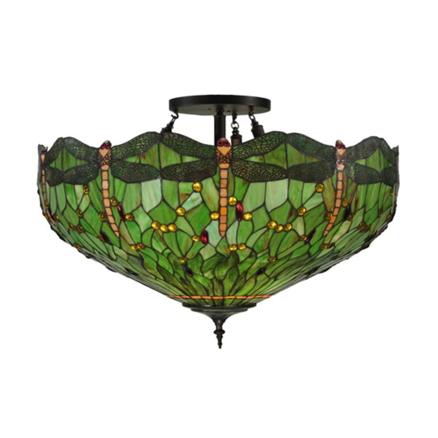 Meyda Tiffany Tiffany Hanginghead Dragonfly 5 Light 38" Wide Semi-Flush Bowl Ceiling Fixture