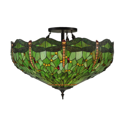 Meyda Tiffany Tiffany Hanginghead Dragonfly 5 Light 38" Wide Semi-Flush Bowl Ceiling Fixture
