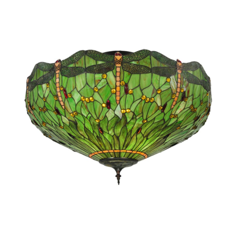 Meyda Tiffany Tiffany Hanginghead Dragonfly 5 Light 38" Wide Semi-Flush Bowl Ceiling Fixture
