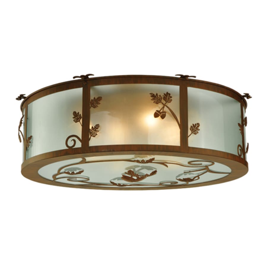 Meyda Tiffany Oak Leaf and Acorn 4 Light 30" Wide Flush Mount Drum Ceiling Fixture
