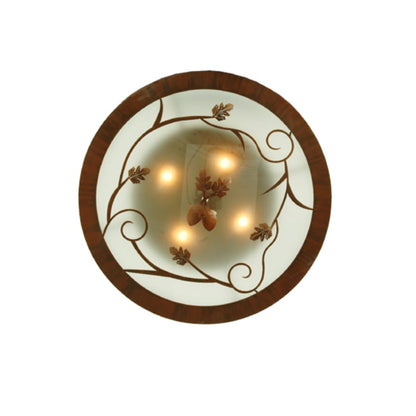 Meyda Tiffany Oak Leaf and Acorn 4 Light 30" Wide Flush Mount Drum Ceiling Fixture