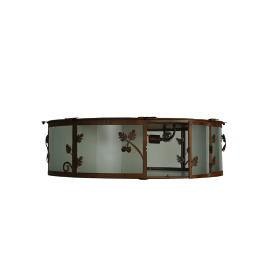Meyda Tiffany Oak Leaf and Acorn 4 Light 30" Wide Flush Mount Drum Ceiling Fixture