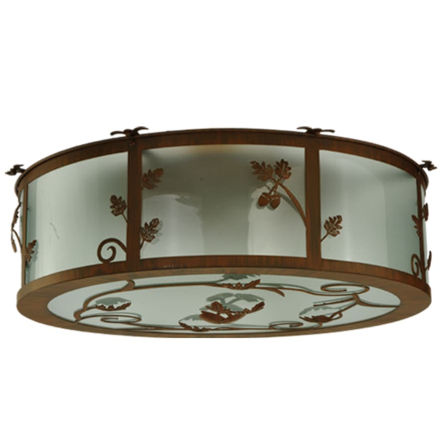 Meyda Tiffany Oak Leaf and Acorn 4 Light 30" Wide Flush Mount Drum Ceiling Fixture