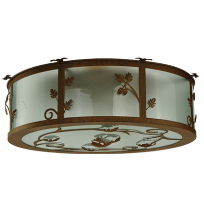 Meyda Tiffany Oak Leaf and Acorn 4 Light 30" Wide Flush Mount Drum Ceiling Fixture
