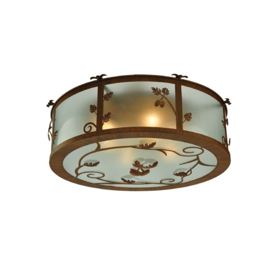 Meyda Tiffany Oak Leaf and Acorn 4 Light 30" Wide Flush Mount Drum Ceiling Fixture