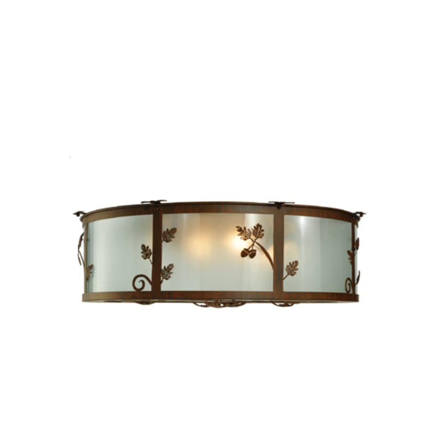 Meyda Tiffany Oak Leaf and Acorn 4 Light 30" Wide Flush Mount Drum Ceiling Fixture