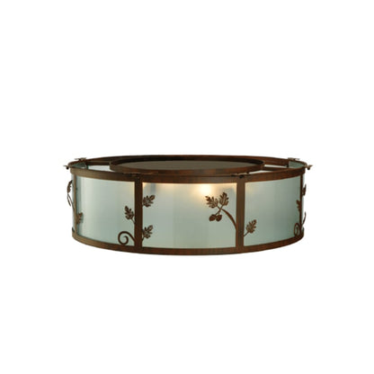 Meyda Tiffany Oak Leaf and Acorn 4 Light 30" Wide Flush Mount Drum Ceiling Fixture