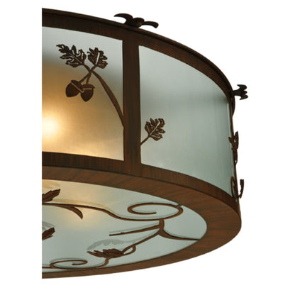 Meyda Tiffany Oak Leaf and Acorn 4 Light 30" Wide Flush Mount Drum Ceiling Fixture