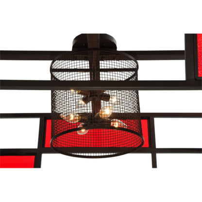 Meyda Tiffany Tavern 8 Light 85" Wide Semi-Flush Ceiling Fixture