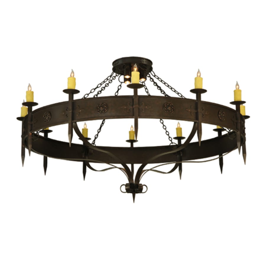Meyda Tiffany Warwick 12 Light 72" Wide Taper Candle Style Chandelier - Gilded Tobacco Finish