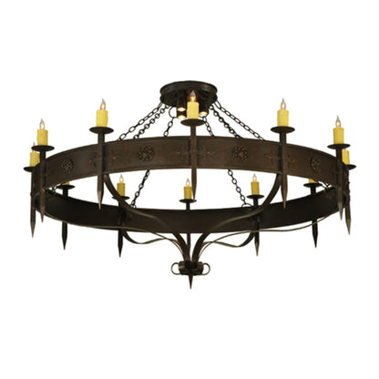Meyda Tiffany Warwick 12 Light 72" Wide Taper Candle Style Chandelier - Gilded Tobacco Finish