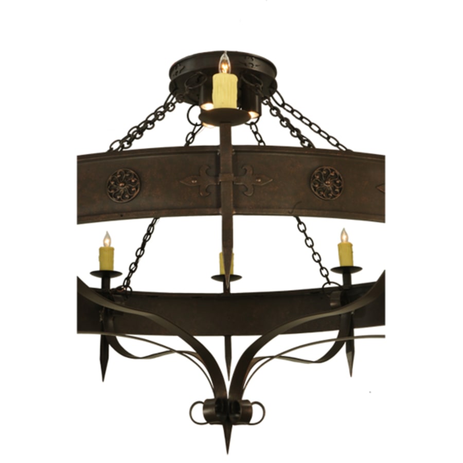 Meyda Tiffany Warwick 12 Light 72" Wide Taper Candle Style Chandelier - Gilded Tobacco Finish