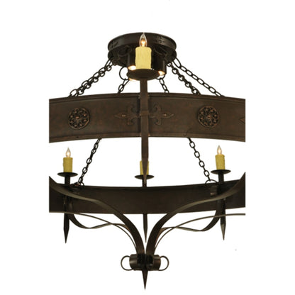 Meyda Tiffany Warwick 12 Light 72" Wide Taper Candle Style Chandelier - Gilded Tobacco Finish