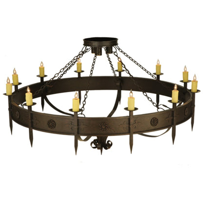 Meyda Tiffany Warwick 12 Light 72" Wide Taper Candle Style Chandelier - Gilded Tobacco Finish