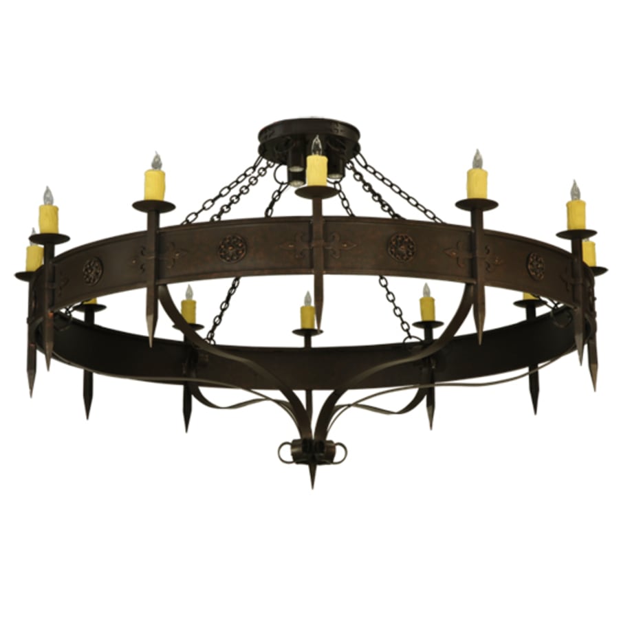 Meyda Tiffany Warwick 12 Light 72" Wide Taper Candle Style Chandelier - Gilded Tobacco Finish