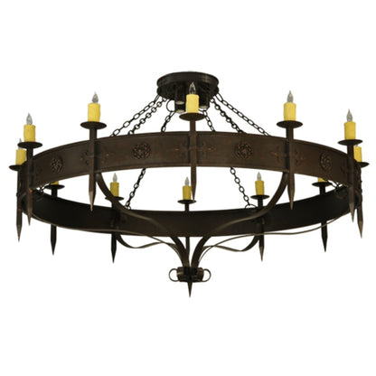 Meyda Tiffany Warwick 12 Light 72" Wide Taper Candle Style Chandelier - Gilded Tobacco Finish