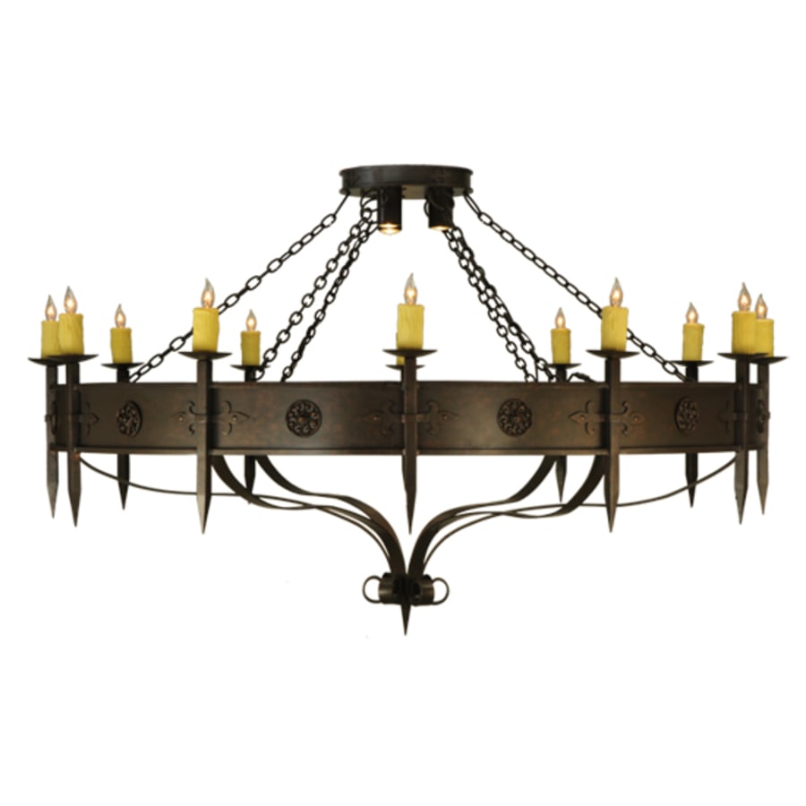 Meyda Tiffany Warwick 12 Light 72" Wide Taper Candle Style Chandelier - Gilded Tobacco Finish