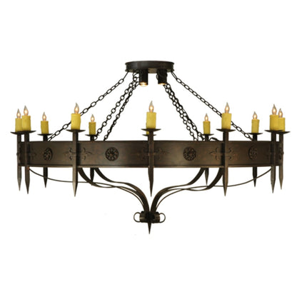 Meyda Tiffany Warwick 12 Light 72" Wide Taper Candle Style Chandelier - Gilded Tobacco Finish