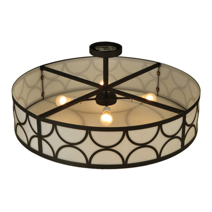 Meyda Tiffany Revival Deco Cilindro 4 Light 36" Wide Semi-Flush Drum Ceiling Fixture