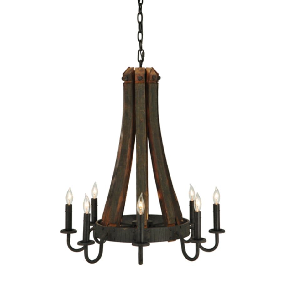 Meyda Tiffany Barrel Stave Madera 8 Light 24" Wide Taper Candle Style Chandelier