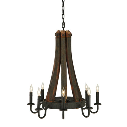 Meyda Tiffany Barrel Stave Madera 8 Light 24" Wide Taper Candle Style Chandelier