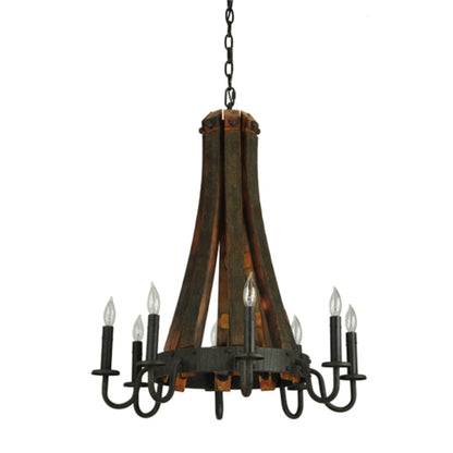 Meyda Tiffany Barrel Stave Madera 8 Light 24" Wide Taper Candle Style Chandelier