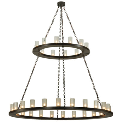 Meyda Tiffany Loxley 36 Light 72" Wide Pillar Candle Style Chandelier with Clear, Seedy Glass Shades - Timeless Bronze Finish