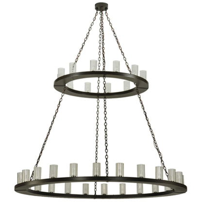 Meyda Tiffany Loxley 36 Light 72" Wide Pillar Candle Style Chandelier with Clear, Seedy Glass Shades - Timeless Bronze Finish