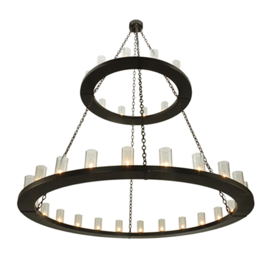 Meyda Tiffany Loxley 36 Light 72" Wide Pillar Candle Style Chandelier with Clear, Seedy Glass Shades - Timeless Bronze Finish
