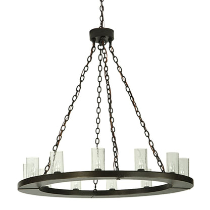 Meyda Tiffany Loxley 36 Light 72" Wide Pillar Candle Style Chandelier with Clear, Seedy Glass Shades - Timeless Bronze Finish