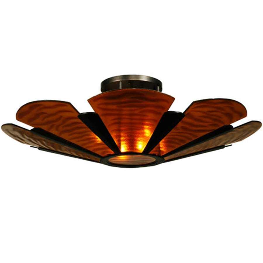 Meyda Tiffany Metro Fusion 4 Light 49" Wide Semi-Flush Bowl Ceiling Fixture with Fused Glass Shade - Mahogany Bronze Finish