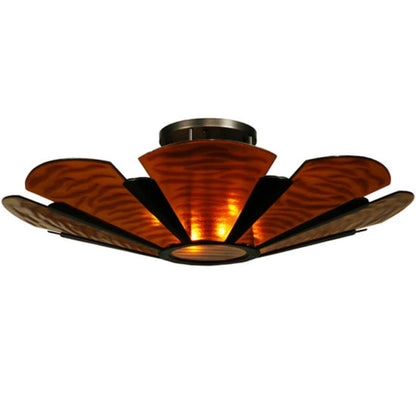 Meyda Tiffany Metro Fusion 4 Light 49" Wide Semi-Flush Bowl Ceiling Fixture with Fused Glass Shade - Mahogany Bronze Finish
