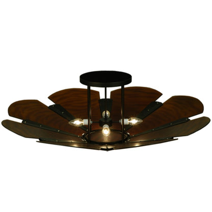 Meyda Tiffany Metro Fusion 4 Light 49" Wide Semi-Flush Bowl Ceiling Fixture with Fused Glass Shade - Mahogany Bronze Finish