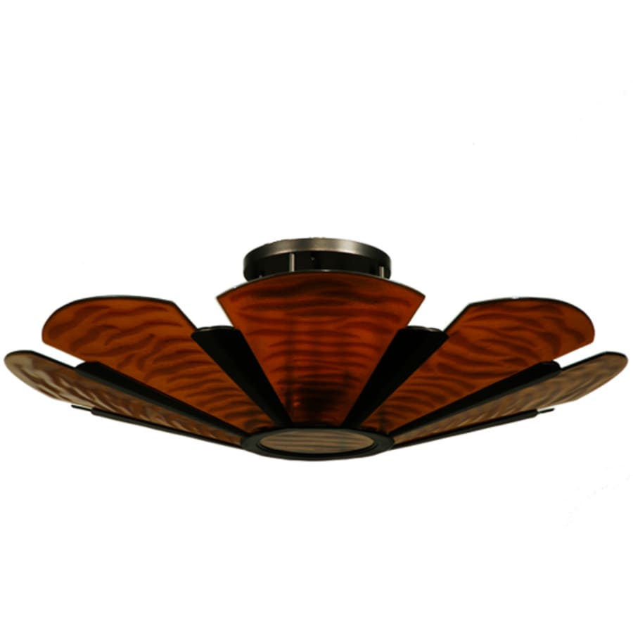 Meyda Tiffany Metro Fusion 4 Light 49" Wide Semi-Flush Bowl Ceiling Fixture with Fused Glass Shade - Mahogany Bronze Finish