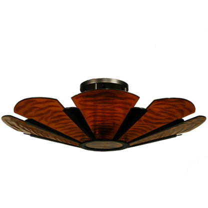 Meyda Tiffany Metro Fusion 4 Light 49" Wide Semi-Flush Bowl Ceiling Fixture with Fused Glass Shade - Mahogany Bronze Finish