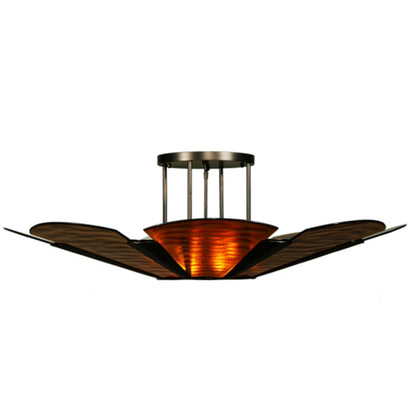 Meyda Tiffany Metro Fusion 4 Light 49" Wide Semi-Flush Bowl Ceiling Fixture with Fused Glass Shade - Mahogany Bronze Finish
