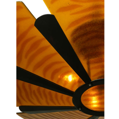 Meyda Tiffany Metro Fusion 4 Light 49" Wide Semi-Flush Bowl Ceiling Fixture with Fused Glass Shade - Mahogany Bronze Finish