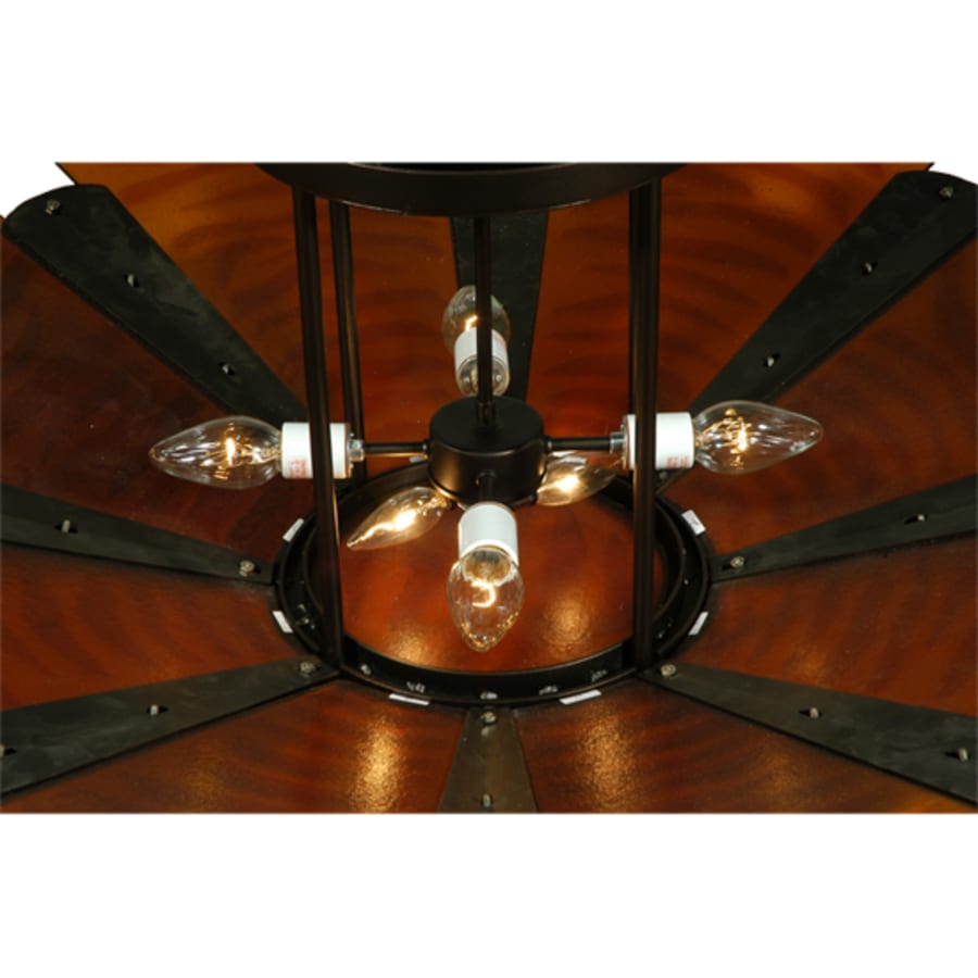 Meyda Tiffany Metro Fusion 4 Light 49" Wide Semi-Flush Bowl Ceiling Fixture with Fused Glass Shade - Mahogany Bronze Finish