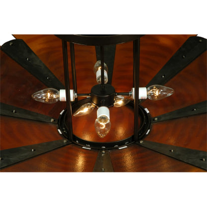 Meyda Tiffany Metro Fusion 4 Light 49" Wide Semi-Flush Bowl Ceiling Fixture with Fused Glass Shade - Mahogany Bronze Finish