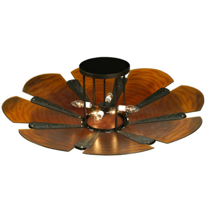 Meyda Tiffany Metro Fusion 4 Light 49" Wide Semi-Flush Bowl Ceiling Fixture with Fused Glass Shade - Mahogany Bronze Finish