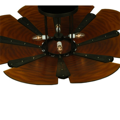 Meyda Tiffany Metro Fusion 4 Light 49" Wide Semi-Flush Bowl Ceiling Fixture with Fused Glass Shade - Mahogany Bronze Finish