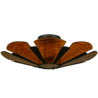 Meyda Tiffany Metro Fusion 4 Light 49" Wide Semi-Flush Bowl Ceiling Fixture with Fused Glass Shade - Mahogany Bronze Finish